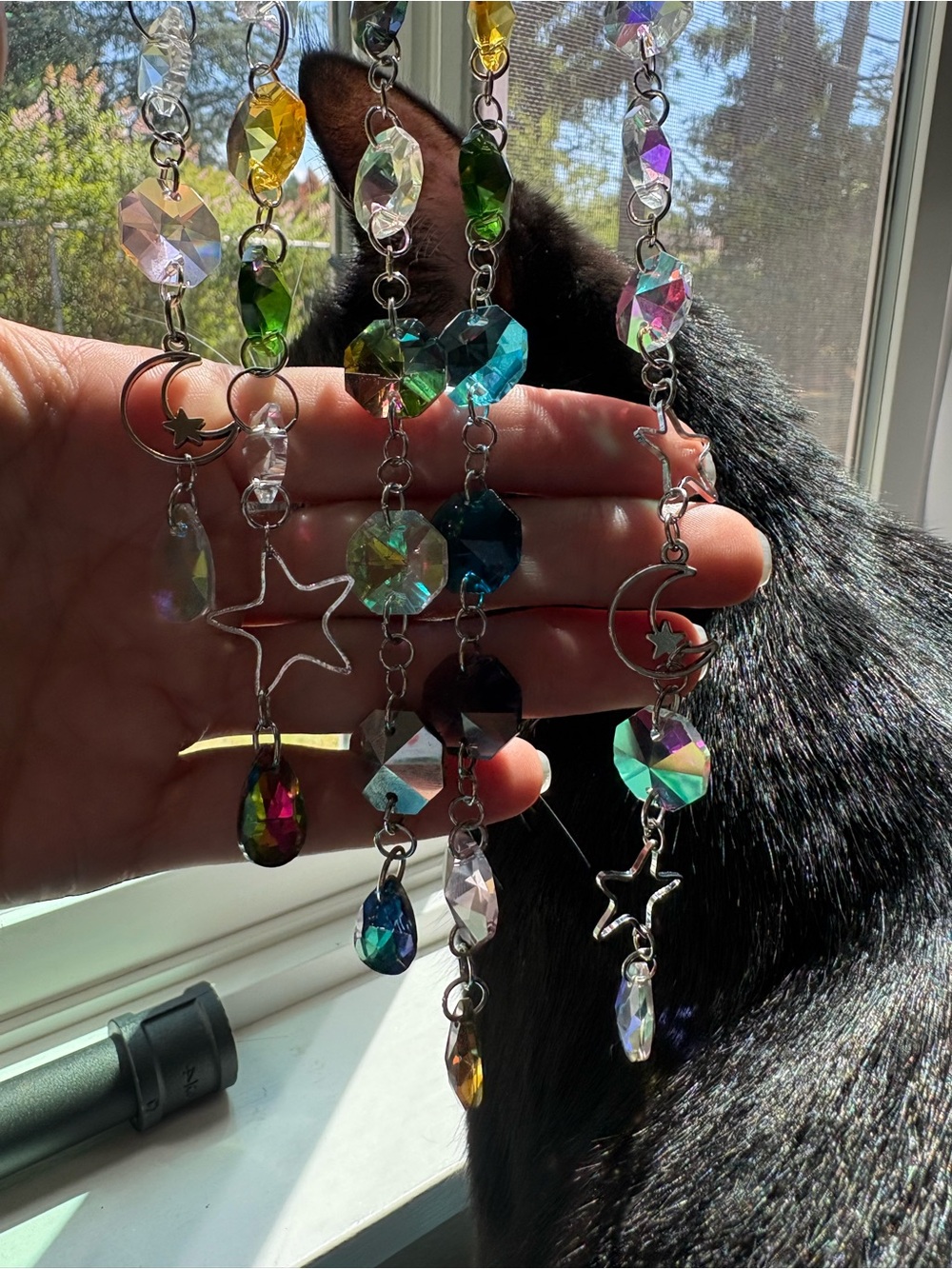 Rainbow Crescent Moon Hanging Sun-catcher - Picture 3 of 7